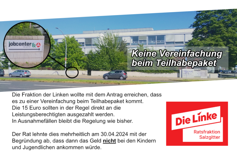 Rat lehnt mehrheitlich Vereinfachung beim Bildungs- und Teilhabepaket ab